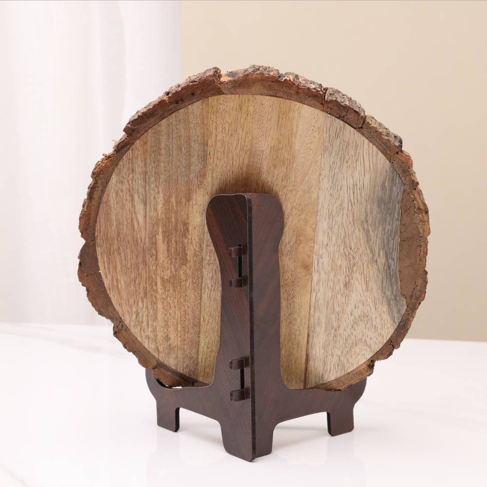 Personalised Natural Mango Wood Round Engraved Photo Frame 8Inch