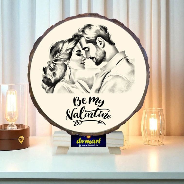 Personalised Natural White base Wood Round Engraved Photo Frame 8Inch